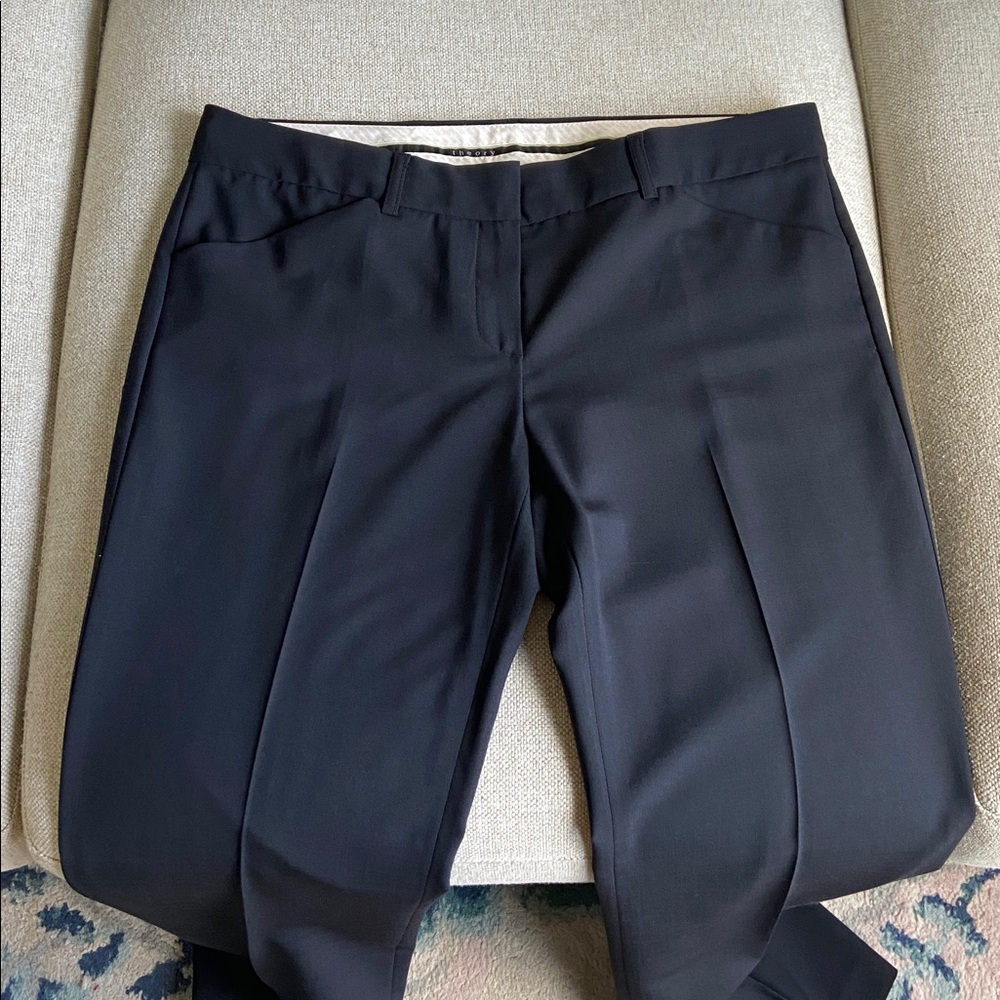 Theory Black Wool-Blend Trousers Size 12